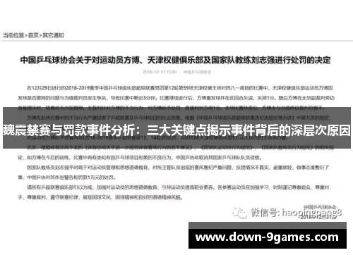 魏震禁赛与罚款事件分析：三大关键点揭示事件背后的深层次原因